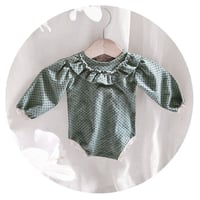 Image 1 of Newborn bodysuit for photo shoots | Martella| dark sage | dots