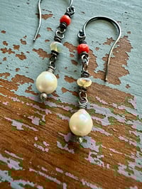 Image 6 of antique coral opal and pearl earrings