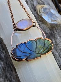 Image 3 of Electroformed carved labradorite and moonstone necklace