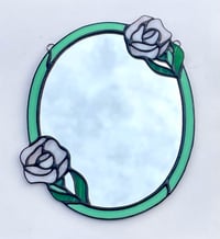 Image 1 of Stained Glass Rose Mirror