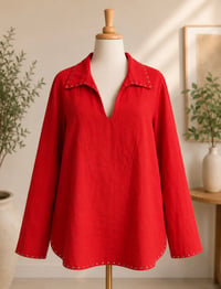 Image 1 of New 1X In The Nash Peach Studded Linen top #1210*14