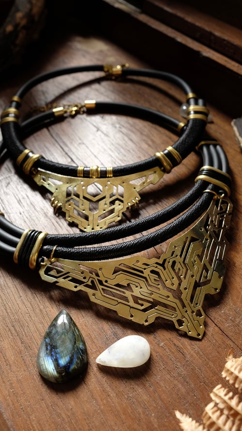 Image of Gold Circuits Necklaces