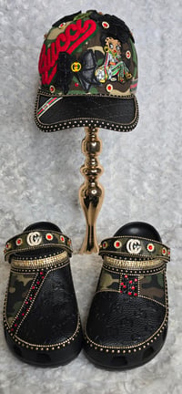 Image 1 of 3 Size 10 black gorg girl camo crocs w/ hat