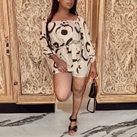 Image 1 of Abstract Print Off Shoulder Belted Top & Shorts Set