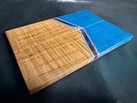 Image 3 of Blue Burlap Micarta & Curly Maple GLOW Segmented Knife Scales