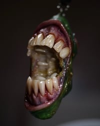 Image 5 of Mutant Pickle Pendant, big mouth, four eyes
