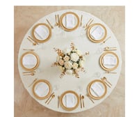 Image 2 of Velvet 132" Round Tablecloth - Ivory