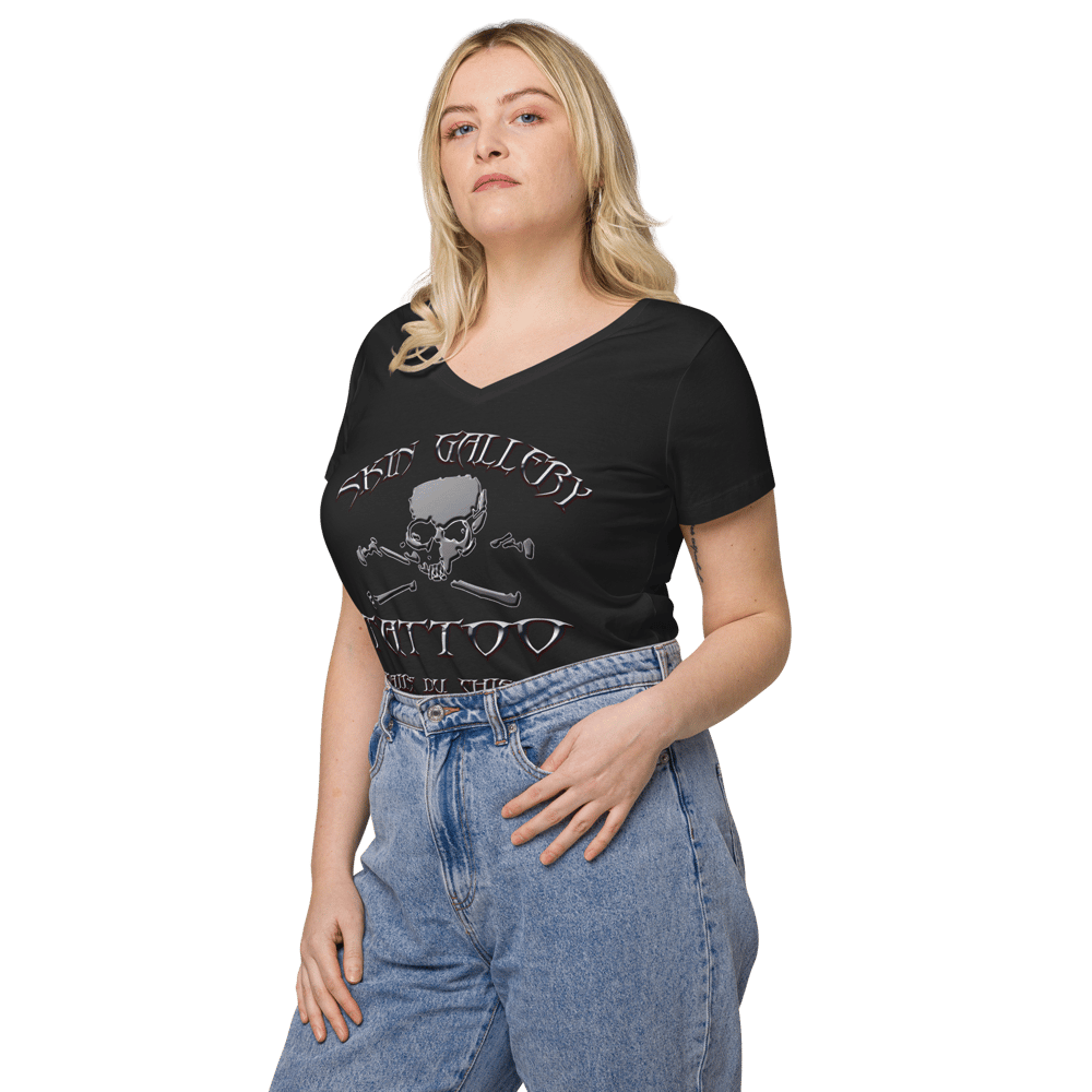 Women’s Original Skin Gallery tattoo logo fitted v-neck t-shirt
