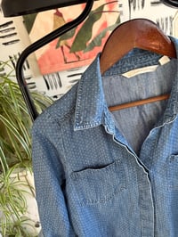 Image 2 of Denim polka dot button up