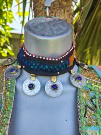 Image 1 of Fez tribal coin choker -orange blue