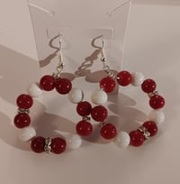 Red & White Beaded Earrings 