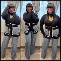 Yummm in black denim pocket cardigan 