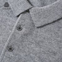 Image 3 of 100% Wool. High-quality Men's Warm Sweater, Business Casual Stretchable POLO Shirt, Fall/winter Pull