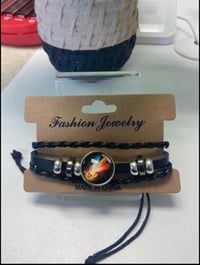 Religious Divine MercyBlack Leather Bracelet