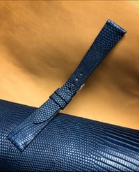 Image 1 of Blue Matte Lizard Watch Strap - Vintage Cut -