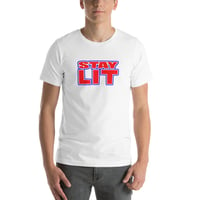 Image 2 of STAY LIT RED/BLUE TRIM Short-Sleeve Unisex T-Shirt