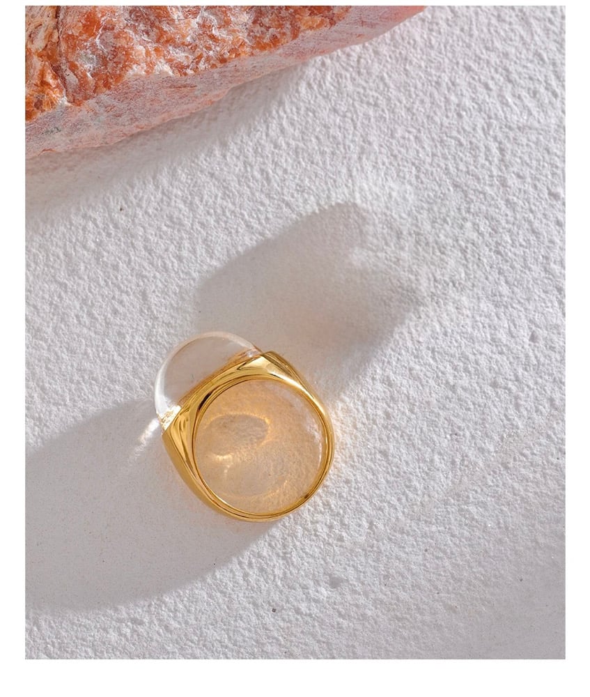 Image of CLARA 18ct Gold Plated Clear Oval Ring 