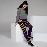 Image 1 of BOSSFITTED Black Purple and Gold AOP Women's Joggers