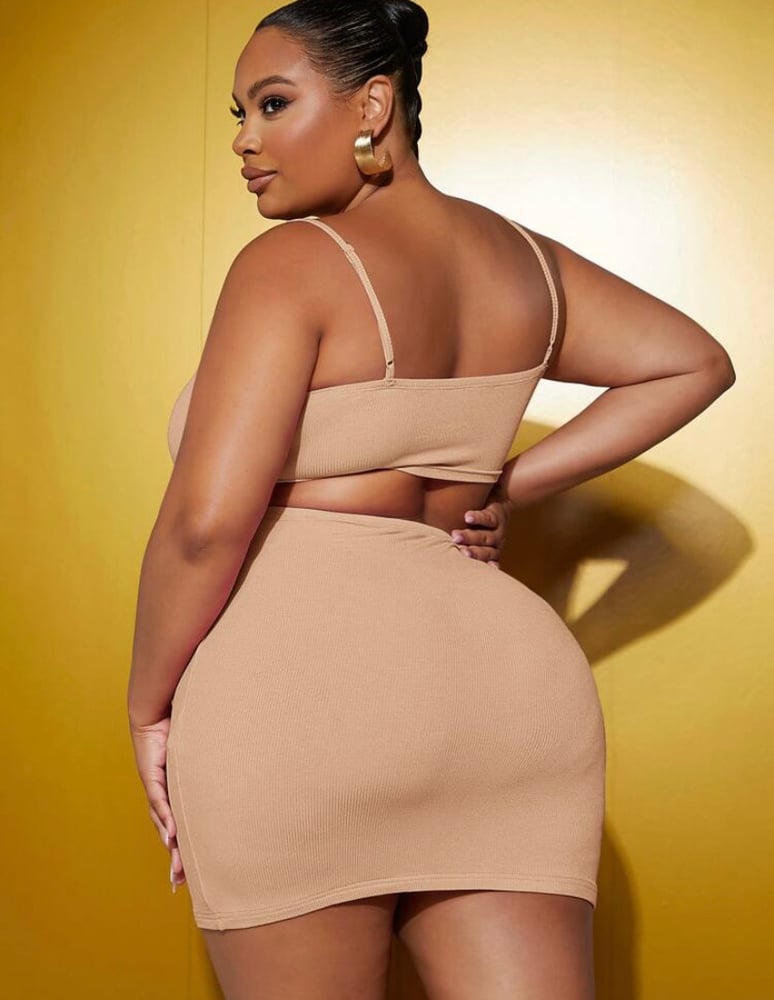 Image of 1pc Solid Cut Out Bodycon Dress
