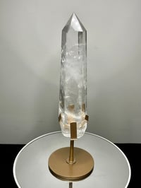 Image 8 of Polished Clear Quartz Crystal Point In Custom Stand #2866