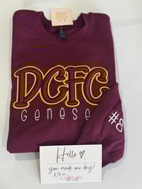 Image 1 of DCFC 3D embroidery sweatshirt maroon and Gold, Adult