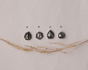 Image of 18ct yellow gold, Hexagonal Grey diamond Trilogy ring (LON239)