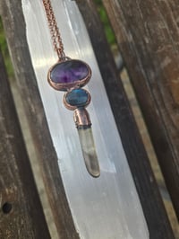 Image 2 of Electroformed Trapiche Amethyst, Labradorite and Smoky Citrine necklace