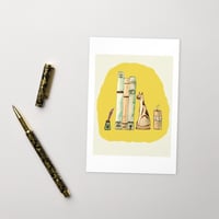 Image 1 of Illustration "chat /livre "carte postale, carte à message, idée cadeau 