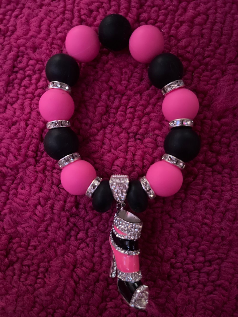 Image of Black & Pink Charm Bracelet