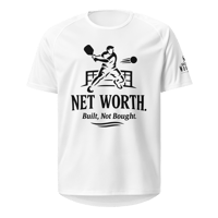 Image 1 of Men's Pickleball Jersey – “Net Worth. Built, Not Bought.” | Breathable Mesh Athletic Shirts