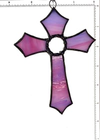Image 2 of Pink Cross Stained Glass Suncatcher