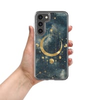 Image 9 of Blue and Gold Celestial Moons Design Clear Case for Samsung®