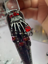 Image 2 of Xl Skeleton Hand Red Crystals ( 2pc) 