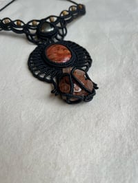 Image 2 of Macrame necklace with pyrite, brecciate and aragonite stone