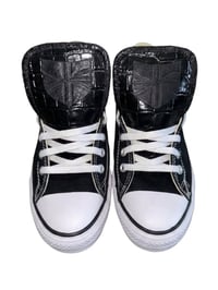 BLACK CROCODILE LEATHER SHIELD CHUCKS