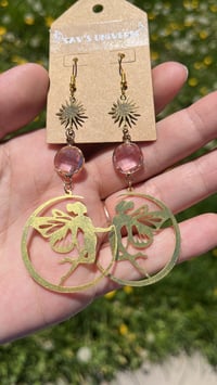 Image 1 of Pink Faerie Moon Earrings ✨🌿💕🧚🏼‍♂️