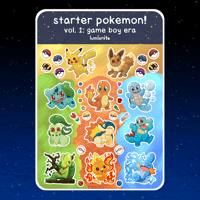 Image 1 of starter pokemon: game boy era - sticker sheet!