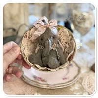 Image 13 of Etta-Mae a grey and dusty pink Handmade teacup elephant
