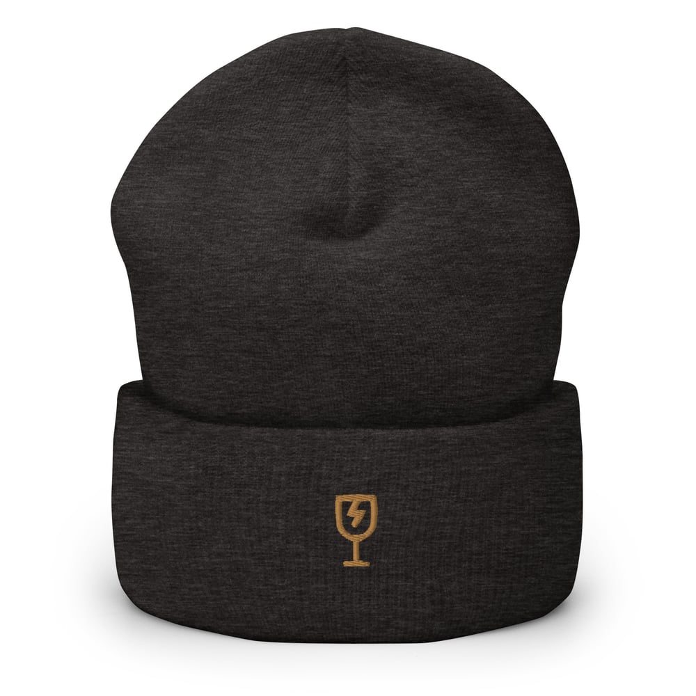 Image of Gold Embroidered Cuffed Beanie