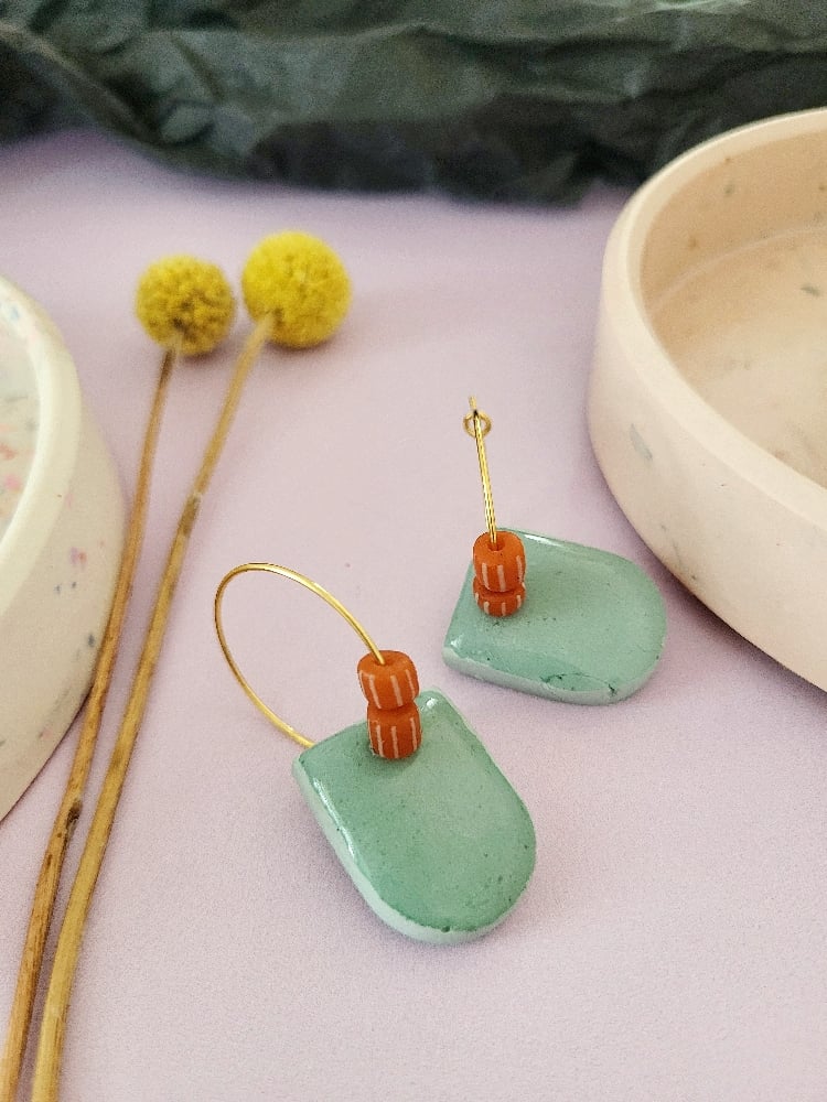 Image of Boucle d'oreilles arche menthe tangerine