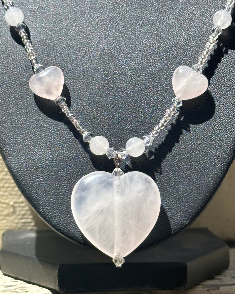 Image of rose quartz heart necklace