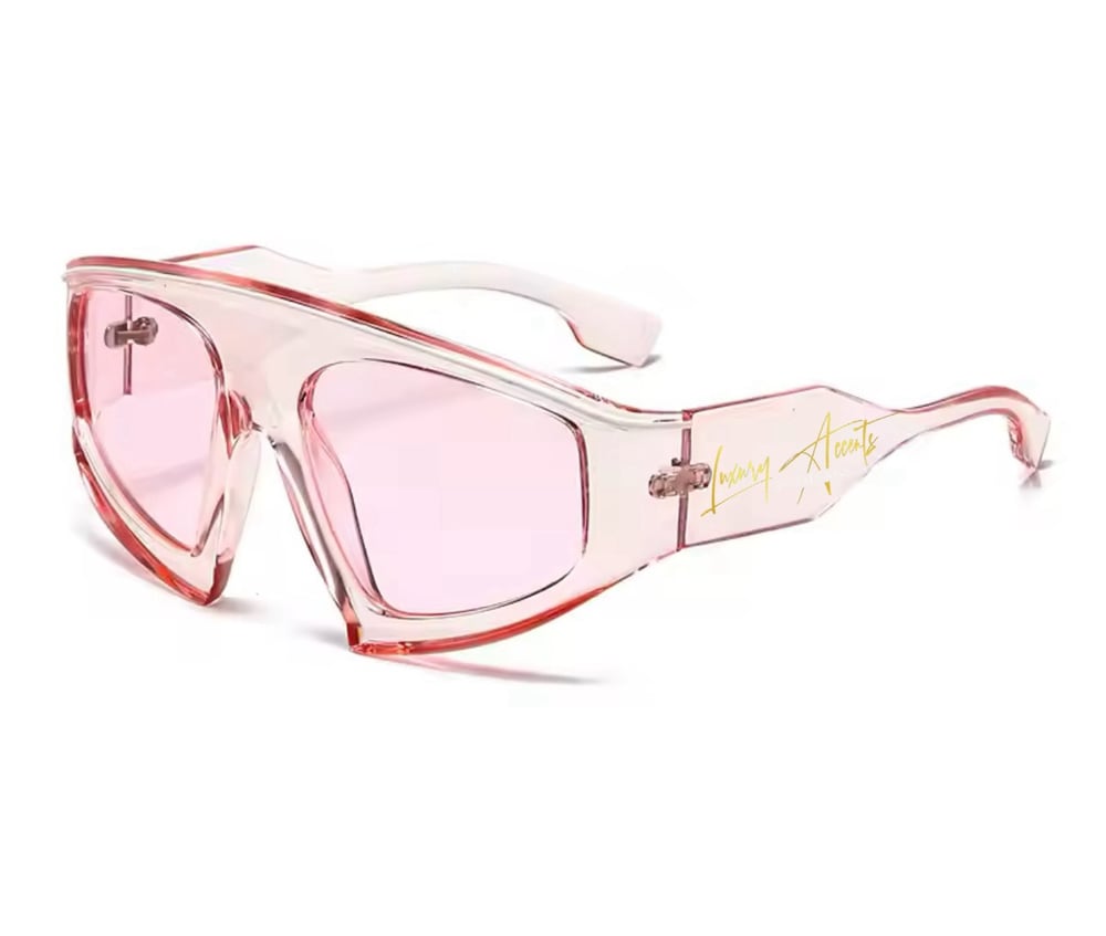 Oversized “SIGNATURE” goggles (pink) frame | Luxury Accents