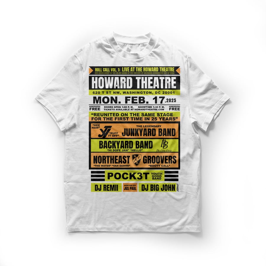 Image of ROLL CALL VOL. 1 HOWARD THEATRE POSTER White Tee