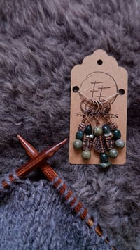 Stitch Markers - Set of 5 (Moss Agate)