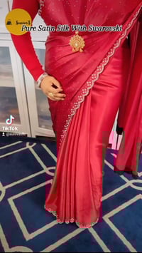 Image 2 of Pure Satin Silk Saree with Unstitched Blouse