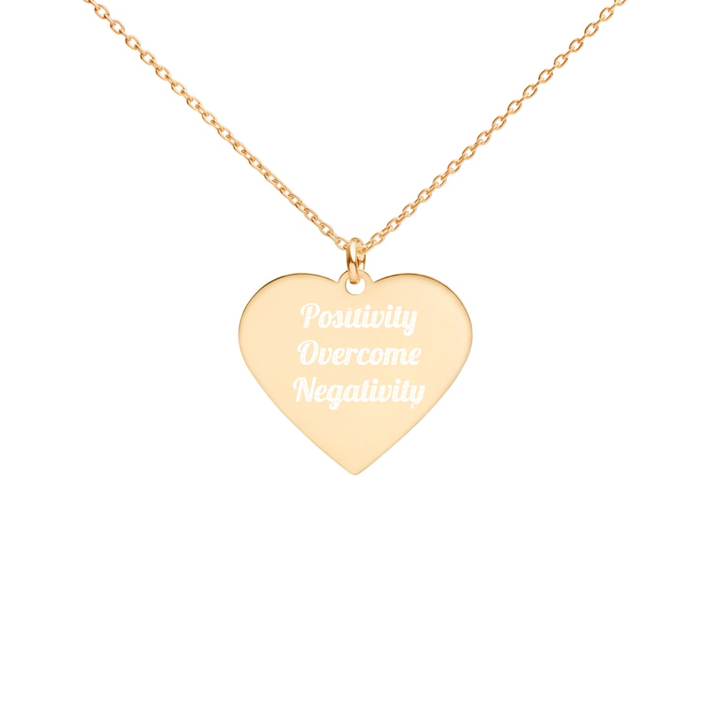 Image of Positivity Overcome Negativity Silver Heart Necklace