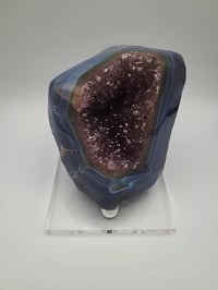 Image 1 of 2.13lb Agate with Amethyst Geode Druzy Rough Edge Natural Crystal 