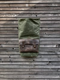 Image 3 of Motorcycle bag in waxed canvas with exterior leather pocket Bike accessories Waxed canva