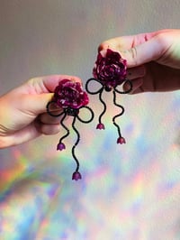 Image 1 of 🥀🖤Femme Fatale Bow Rose Earrings🖤🥀