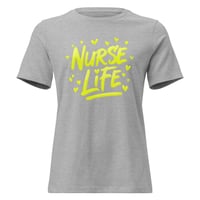 Image 3 of Nurse Life Shirt – Yellow Graffiti Nurse T-Shirt Bold Paint Stroke Women’s Graphic Tee